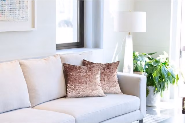 NewEdgeBlinds Pink Square Crushed Velvet Cushion Cover, W: 43 cm