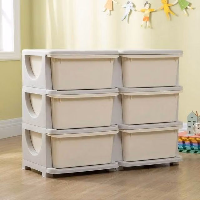STILVORA Kids Storage Unit with Six Drawers in Cream and White – 1