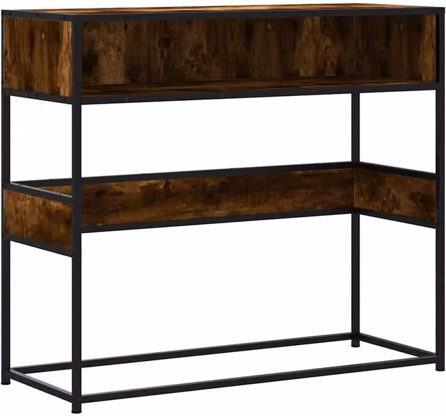 Berkfield Home Smoked Oak Console Table in Brown, W/D/H: 90 x 35 x 80 cm – 1