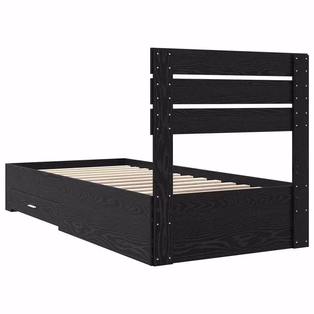 Berkfield Home Modern Bed Frame with Headboard and Drawers in Black Engineered Wood – 4