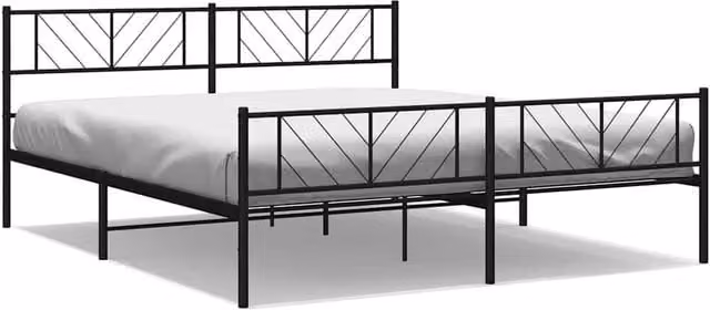Berkfield Home Metal Bed Frame with Headboard and Footboard in Black, W/D/H: 193 x 203 cm – 1
