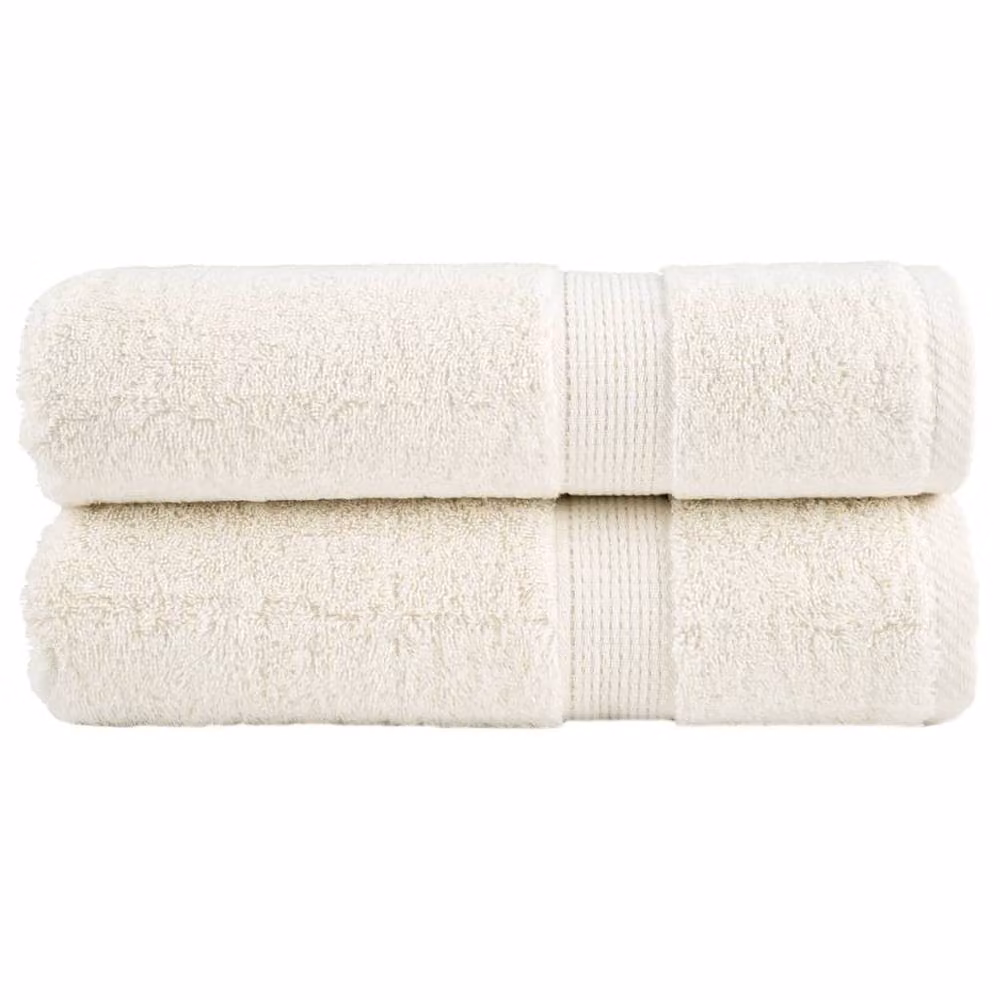 Berkfield Home SOLUND Premium Cotton Terry Shower Towels, 2 Pack, Beige, W: 70 cm, H: 140 cm, 600 gsm – 2