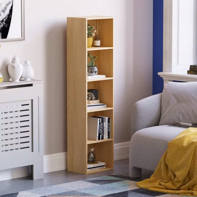 Vida Designs Oxford Cube Bookcase in Oak with Back Panel