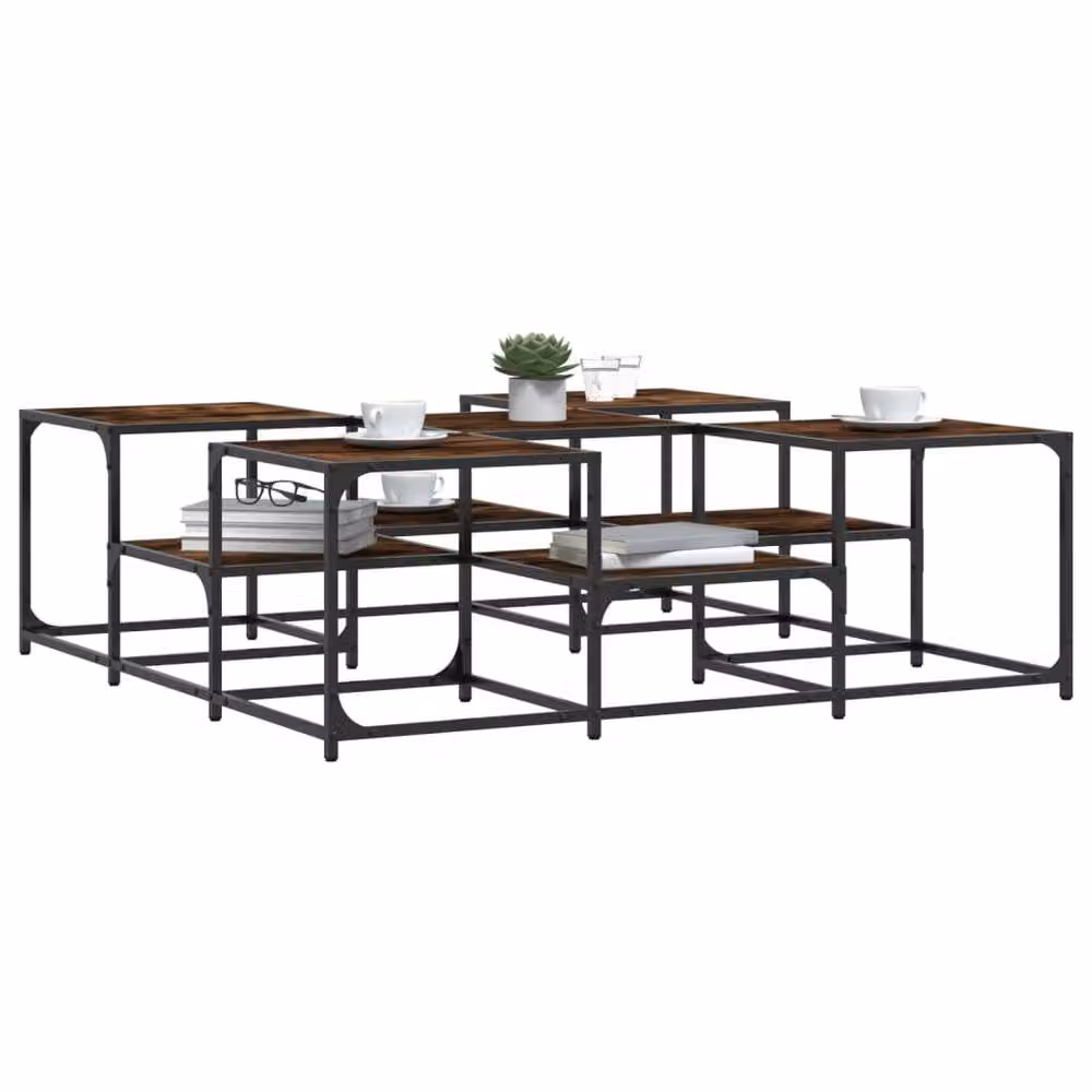 Berkfield Home Smoked Oak Coffee Table in Brown, W/D/H: 121 x 121 x 40 cm – 3