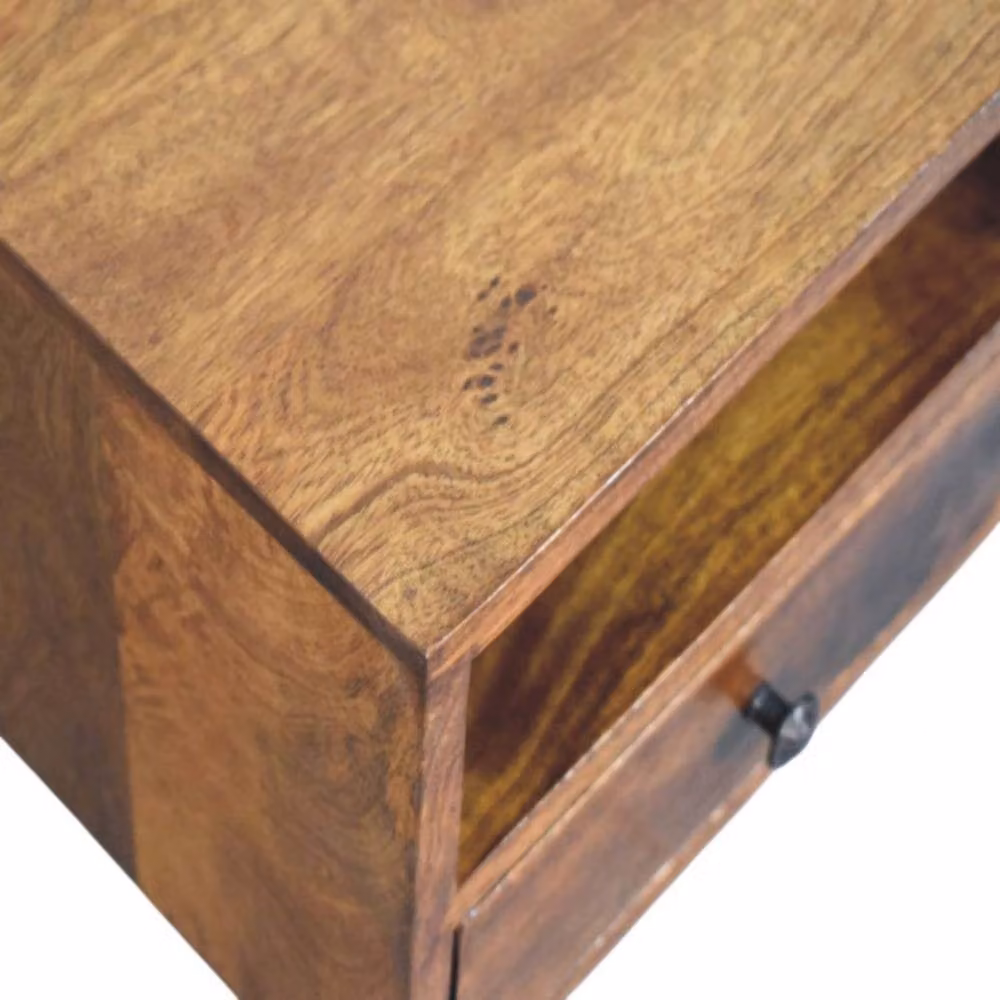 Wyld Haus Solis Wall Mounted Bedside Table with 1 Drawer, Mango Wood in Brown and Black – 4
