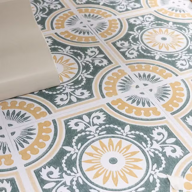 Fine Decor Ezra Self-Adhesive Vinyl Floor Tiles, Yellow and Multicolour, 0.93sqm (10 Pack)