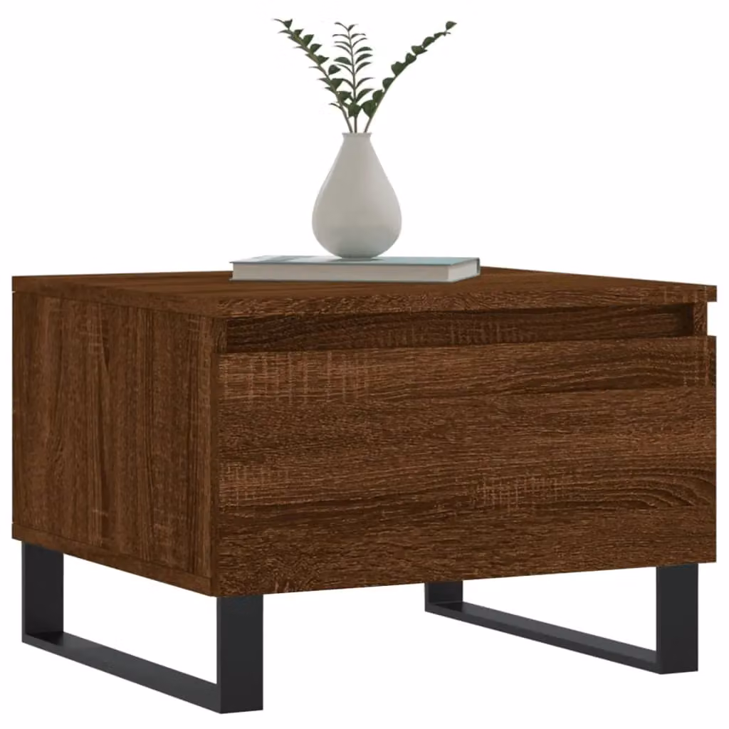 Berkfield Home Set of 2 Modern Square Coffee Tables in Brown Oak, W/D/H: 50 x 46 x 35 cm – 2