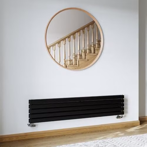 UK Radiators Typhoon Axis Black Horizontal Double Panel Designer Radiator, H: 34 cm, W: 160 cm – 3
