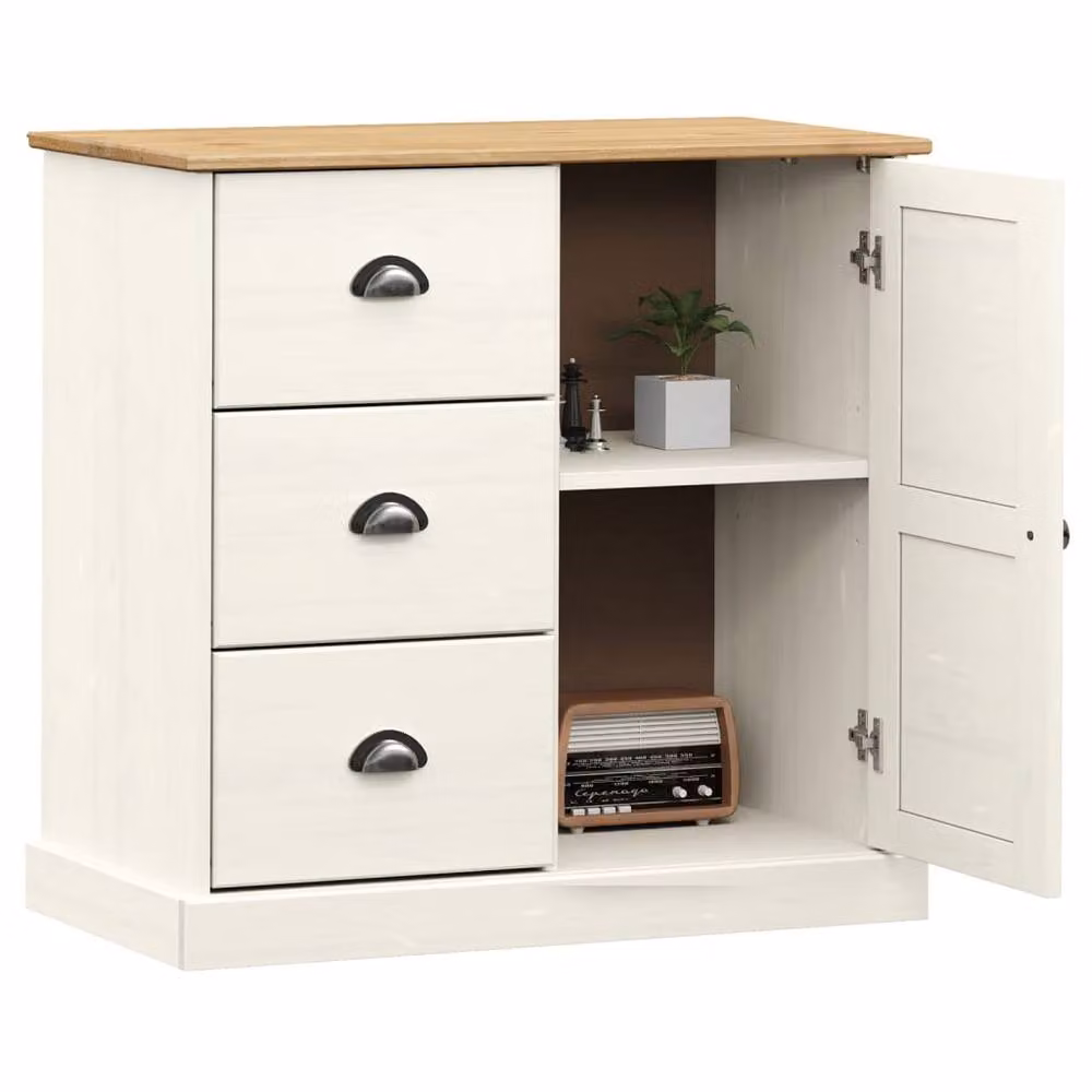 Berkfield Home VIGO Sideboard with Drawers in White Solid Pine Wood, W/D/H: 78 x 40 x 75 cm – 2