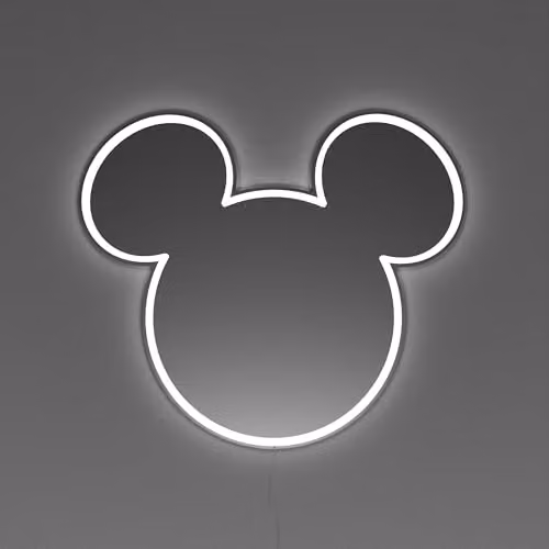 Yellowpop Disney Mickey Mouse Mirror LED Neon Sign in Silver and White – 2
