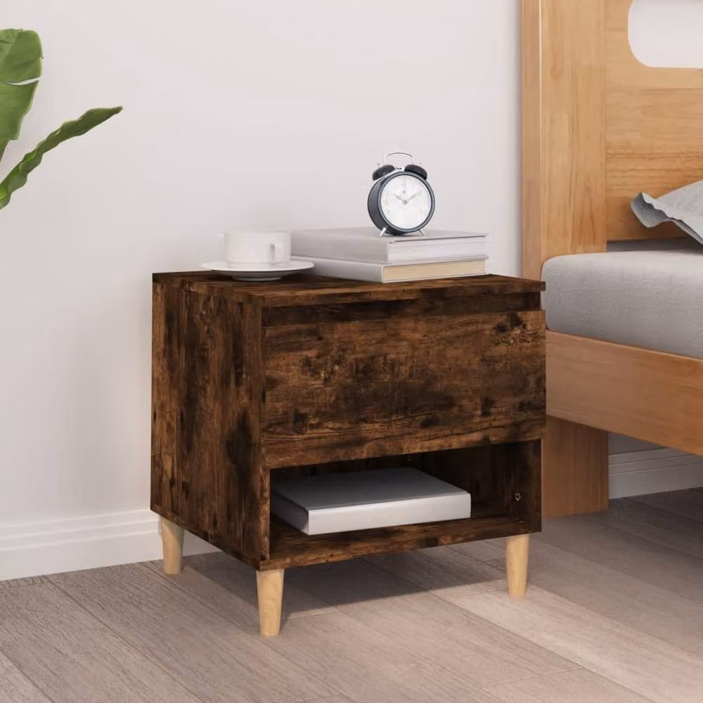 Berkfield Home Smoked Oak Bedside Table in Brown, W/D/H: 50 x 46 x 50 cm – 2