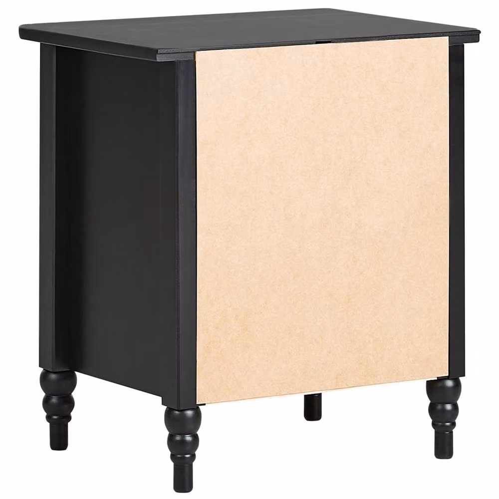 Wyld and Coco Matte Black 2-Drawer Pine Wood Nightstand – 4