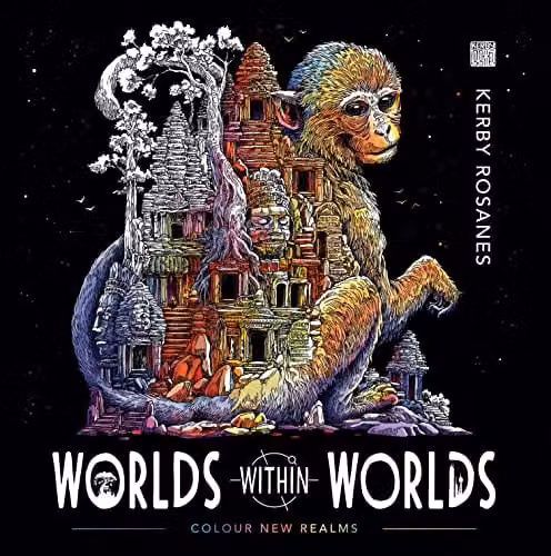 LOM ART Worlds Within Worlds: Colour New Realms Adult Colouring Book, Multicolour – 1