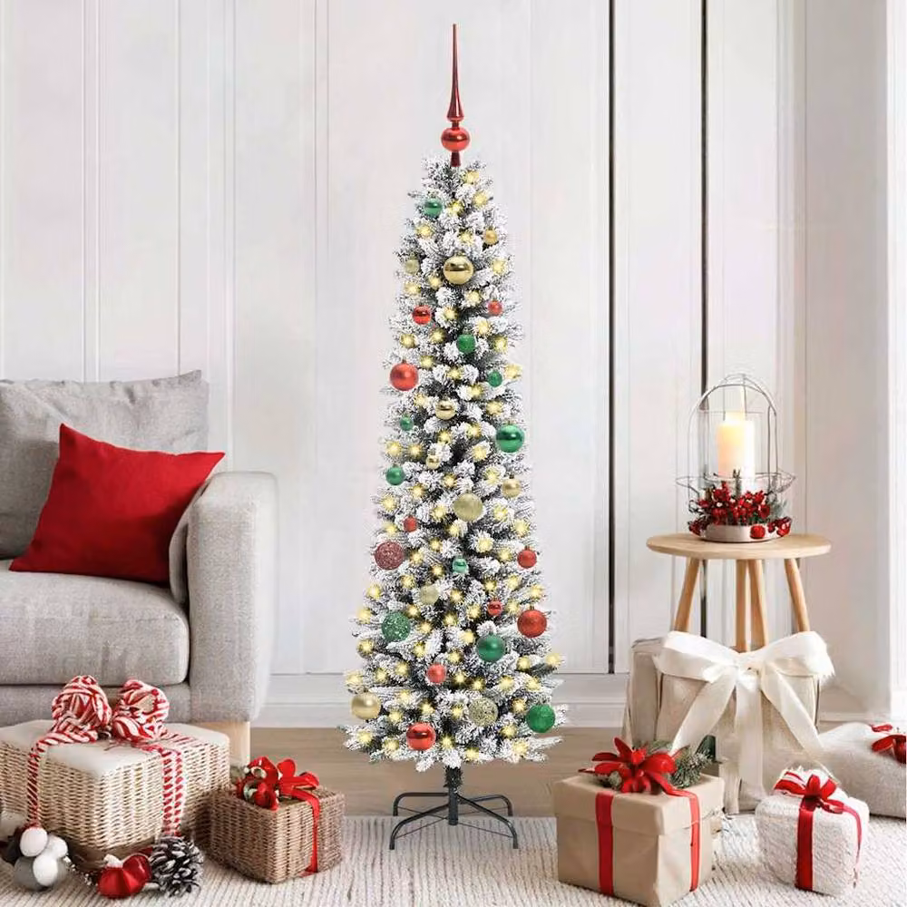 Berkfield Home Artificial Christmas Tree with 150 LEDs in Green and White – 2