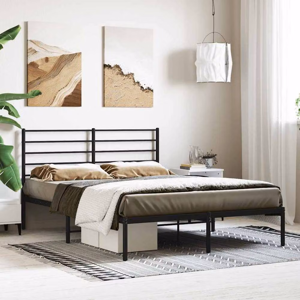 Berkfield Home Metal Bed Frame with Headboard in Black, W/D/H: 120 x 200 x 90 cm – 2