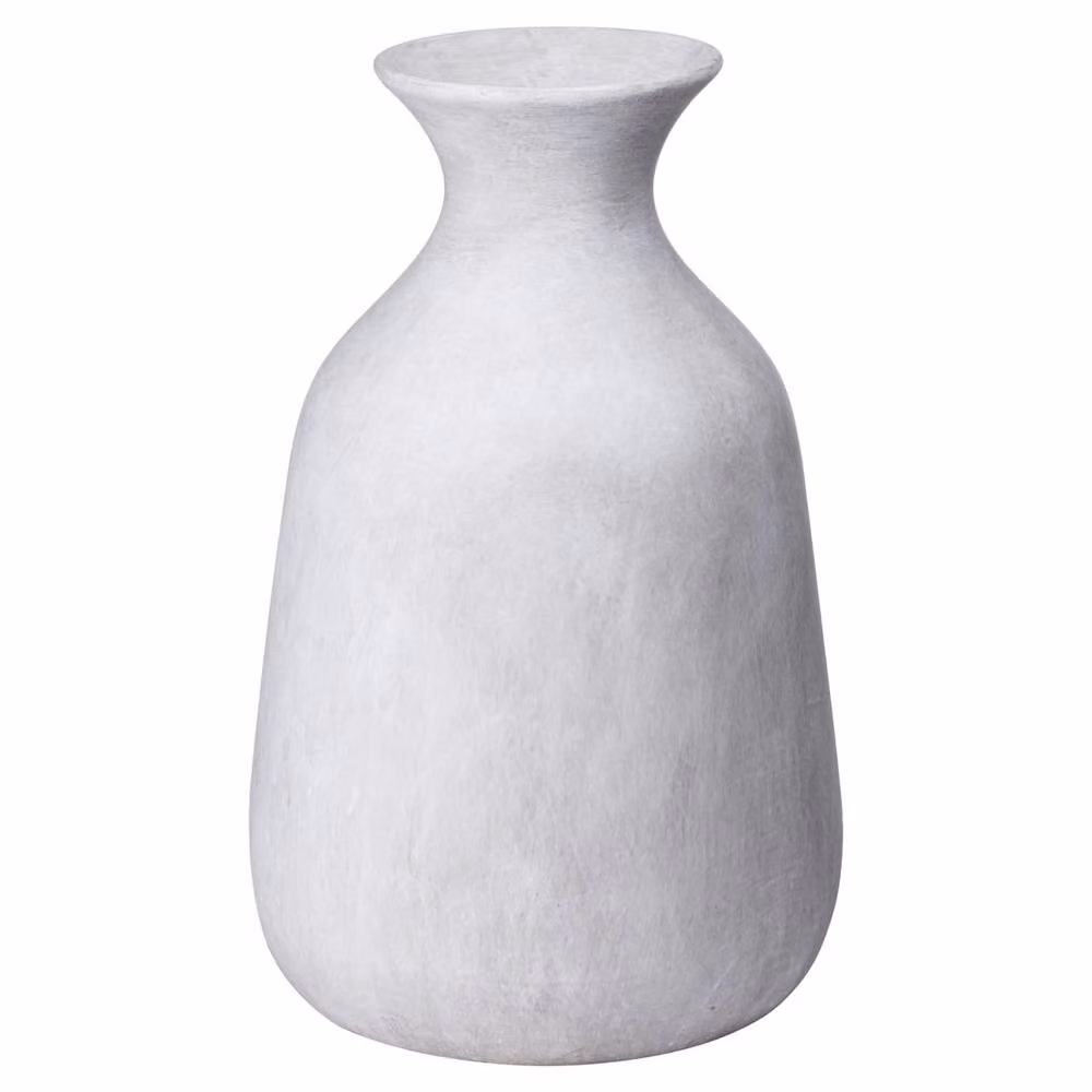 Wyld Haus Terra White and Beige Ceramic Stoneware Bottle Vase with Textured Stone Finish, H: 39.0 cm, W: 33.0 cm, D: 33.0 cm – 2