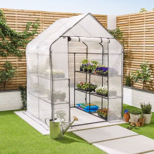 Christow Extra Large 6ft Walk In Growhouse with Shelving in Black