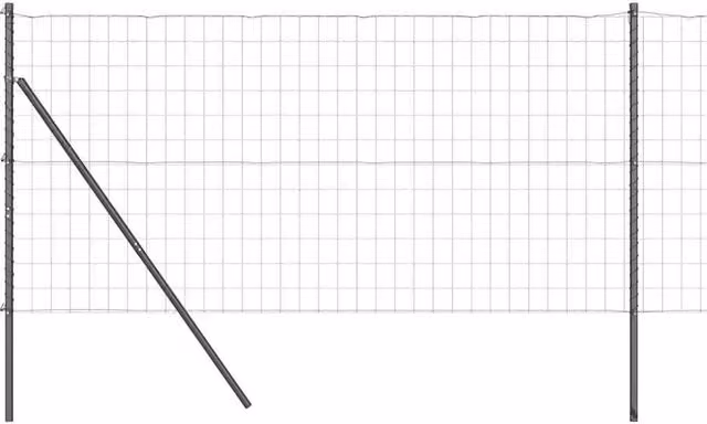 Berkfield Home Euro Fence with 7 Posts, Galvanised Steel Wire Mesh, Dark Grey, W: 10 m, H: 1.4 m