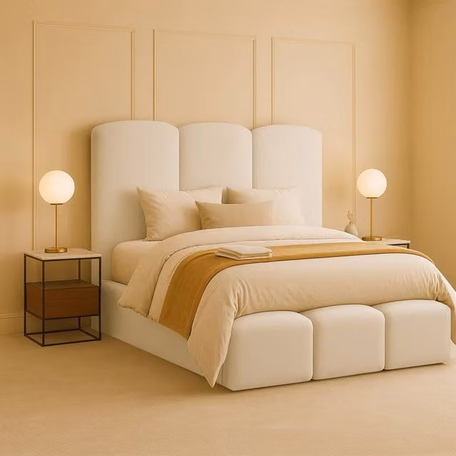 Desire Deco Rivas Upholstered Storage Bed in Beige, W/D/H: 90 x 190 x 137.16 cm – 1