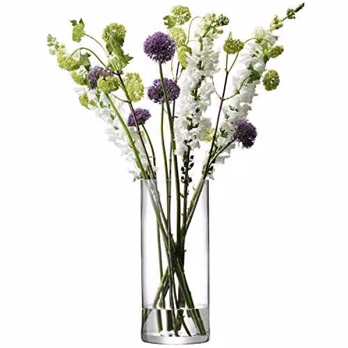 LSA International Column Vase, Handmade Clear Glass, H 42 cm x Ø 18 cm