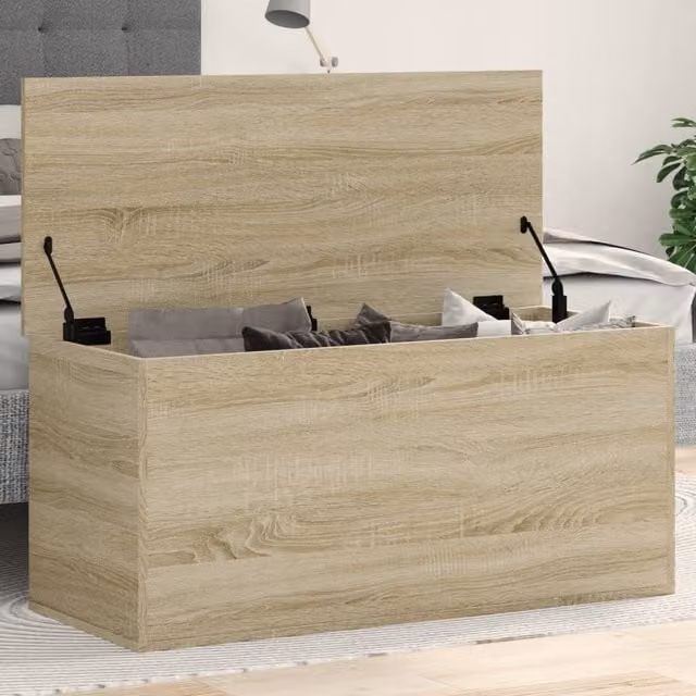 Berkfield Home Sonoma Oak Storage Box in Brown, W/D/H: 100 x 42 x 46 cm – 1
