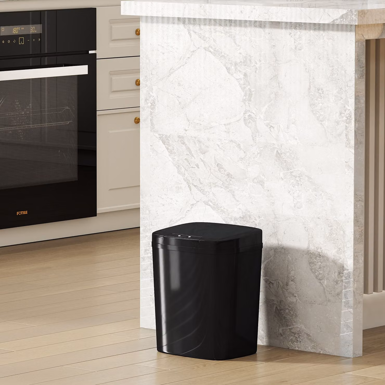 HOMCOM 15L Automatic Sensor Bin, Touchless Kitchen Bin in Black – 8