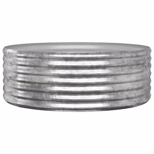 vidaXL Silver Powder-coated Steel Garden Planter Tub W: 100 cm, D: 100 cm, H: 36 cm – 1