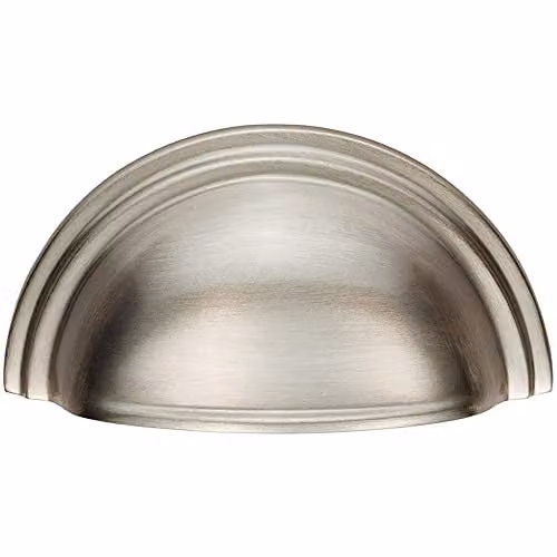 Loops Victorian Cup Pull Handle in Brushed Silver, W: 9.2 cm, H: 4.6 cm, D: 4.6 cm, Fixing Centres: 7.6 cm