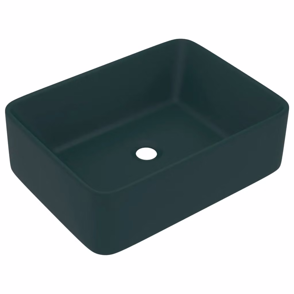 Berkfield Home Luxury Ceramic Rectangular Countertop Wash Basin in Matt Dark Green, W: 41 cm, D: 30 cm, H: 12 cm – 2