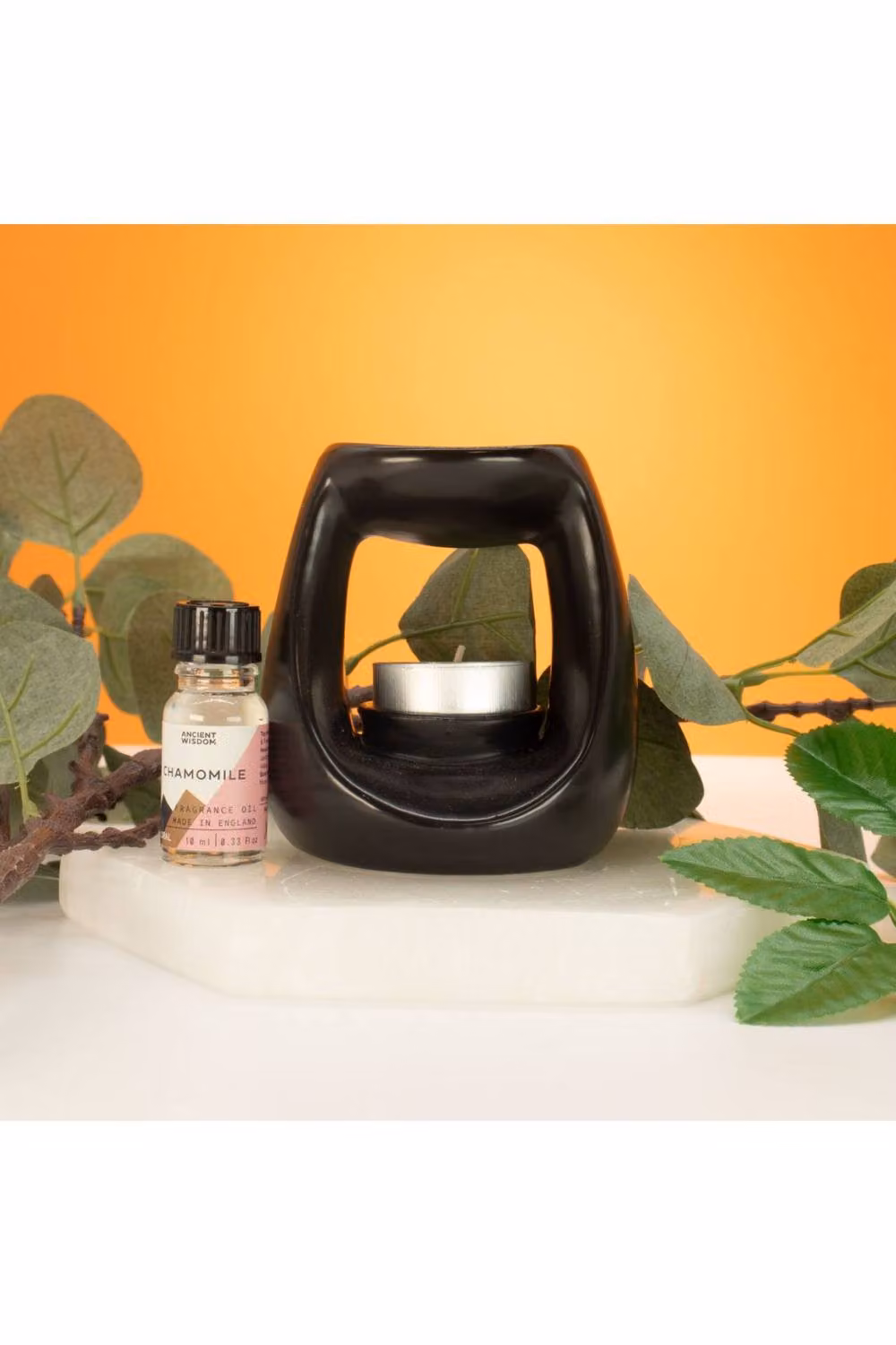KDMD Ceramic Zen Oval Pebble Oil Burner in Matt Black – 2