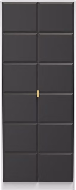 Ready Assembled 2 U Metro 2 Door Wardrobe in Matt Dark Grey with Gold Details