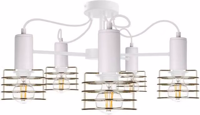 Netlighting Rune Multi Arm Semi Flush Ceiling Light in White, 60cm, 5x E27