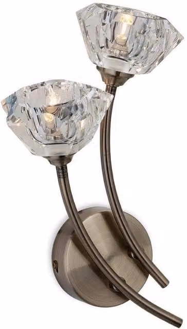 Firstlight Clara 2 Light Indoor Wall Light in Antique Brass with Transparent Glass and G9 Base