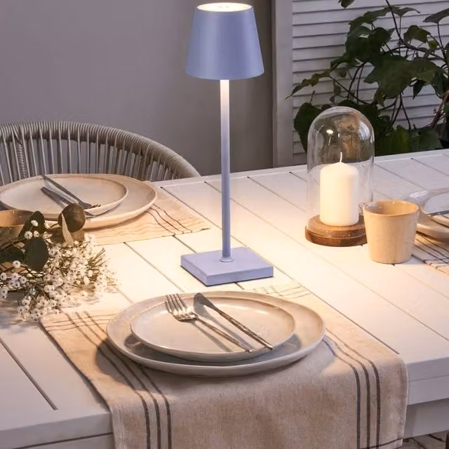 Wyld and Coco Aluminium Touch Table Lamp with USB Port in Violet