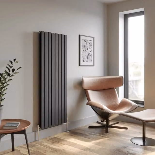 Temprazo Horizontal Double Flat Panel Designer Radiator in Anthracite Grey, W/H: 106.0 x 60.0 cm