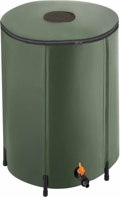 tectake Green Rain Barrel with Tap and Overflow Protection, 250 l – 1