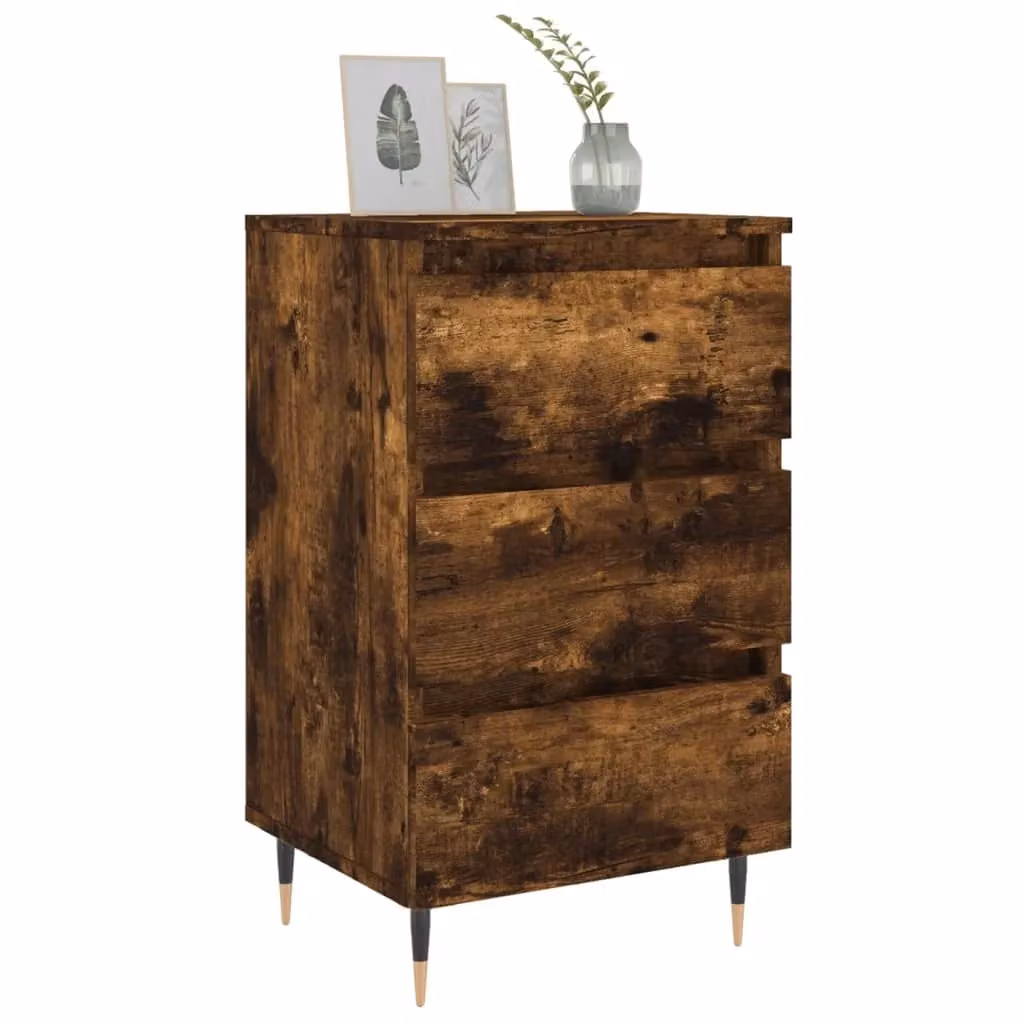 Berkfield Home Set of 2 Smoked Oak Bedside Cabinets in Brown, W/D/H: 40 x 35 x 69 cm – 3