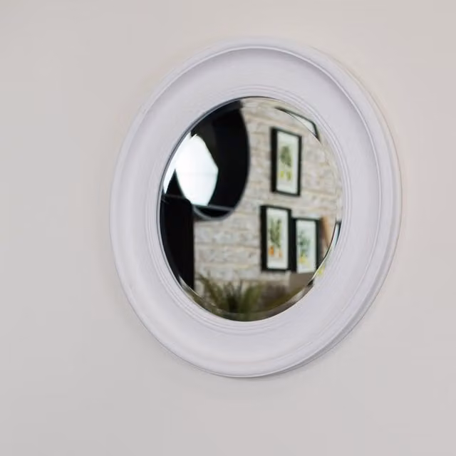 Melody Maison Round Vintage White Wall Mirror, W/D/H: 60 x 60 x 60 cm