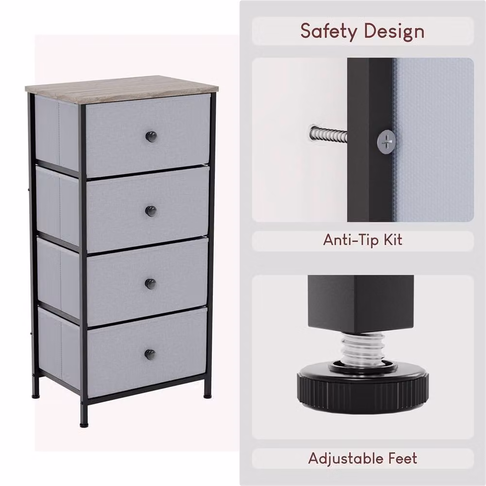 SPETLEK 4 Drawer Fabric and Metal Chest of Drawers in Grey – 2