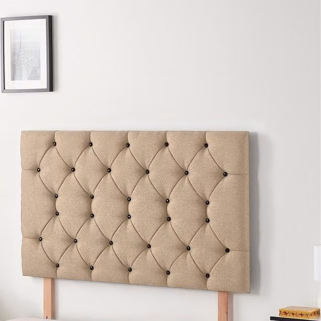 Somnior Beds Ltd Savoy Plush Velvet Upholstered Divan Headboard in Beige, W/H: 120 x 81.28 cm