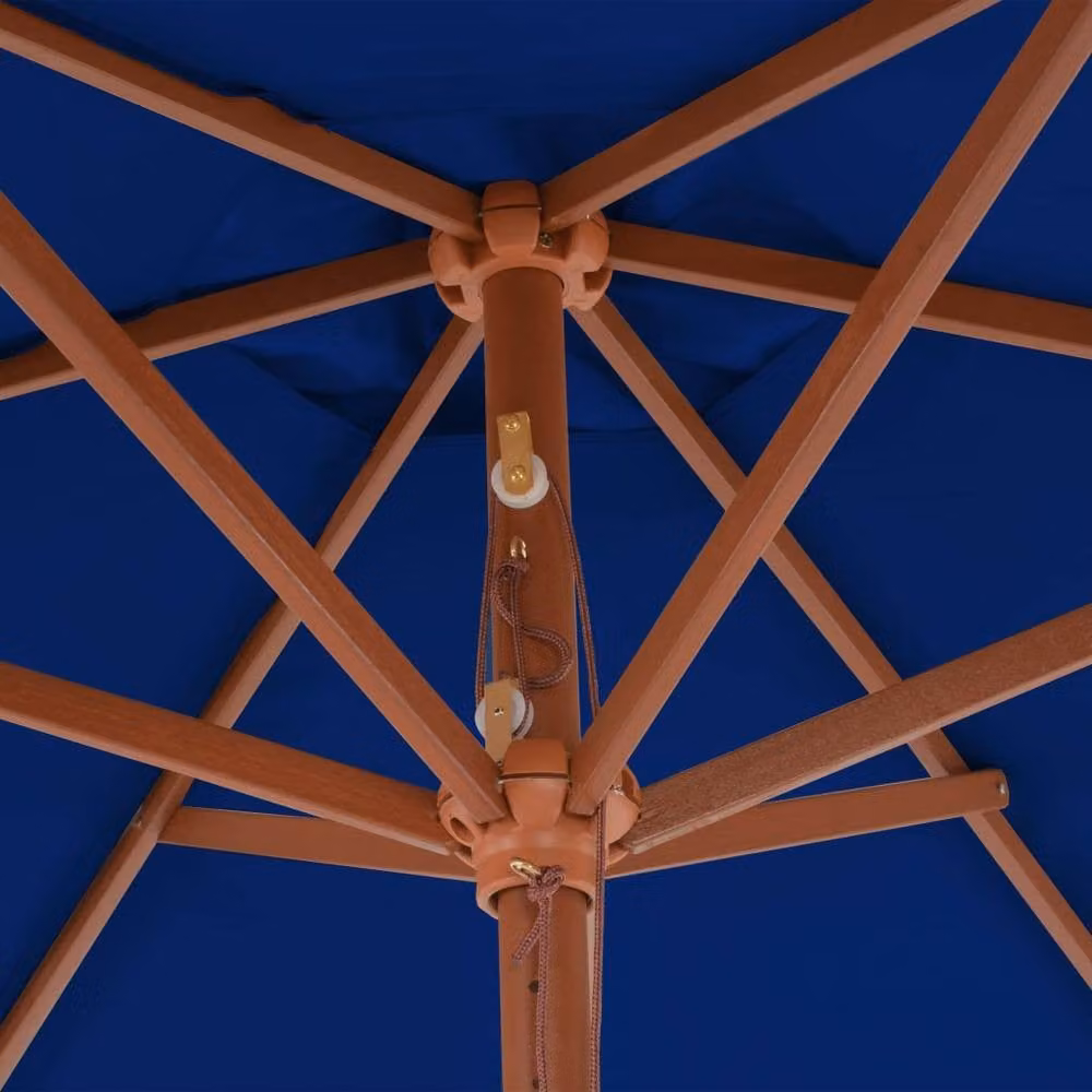 Berkfield Home Outdoor Parasol with Wooden Pole, Blue, Diameter: 270 cm – 2