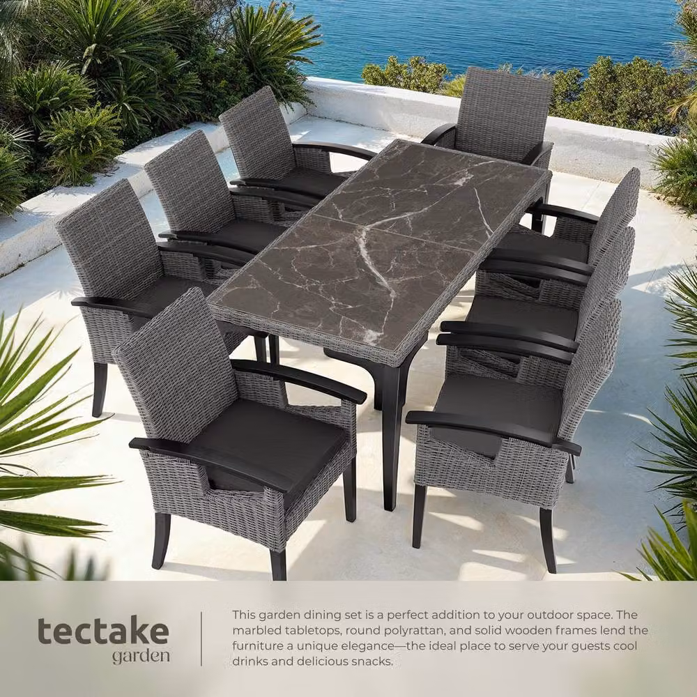 tectake Foggia Garden Dining Set with 8 Rosarno Armchairs in Grey – 4
