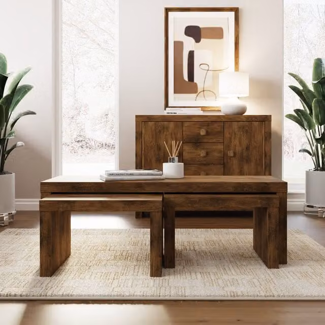 GFW Jakarta Mango Wood Long John Nest of Tables in Brown