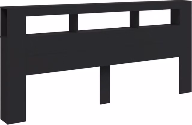 Berkfield Home Modern LED Headboard in Black with Integrated Lighting and Side Compartments, W: 220 cm, D: 18.5 cm, H: 103.5 cm – 1