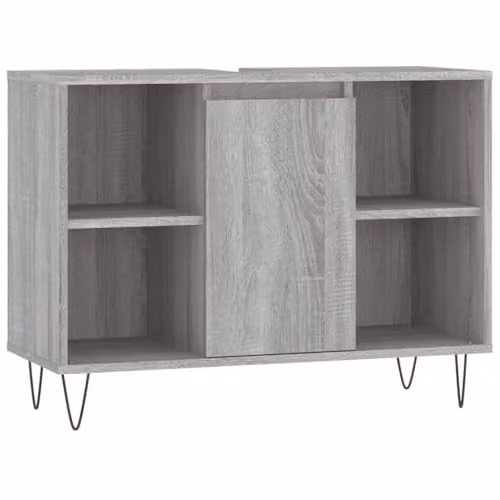 vidaXL Grey Sonoma Bathroom Cabinet with Hinged Doors and Internal Shelves, W/D/H: 80 x 33 x 60 cm