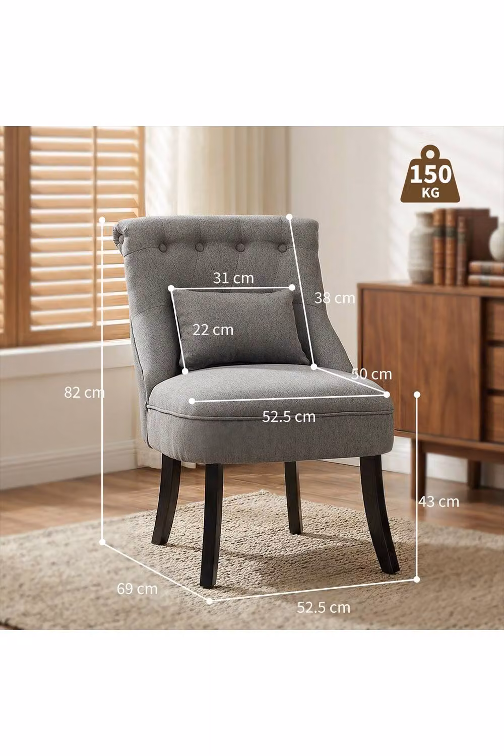 ERGOVEXA Upholstered Fabric Tub Chair in Dark Grey – 2