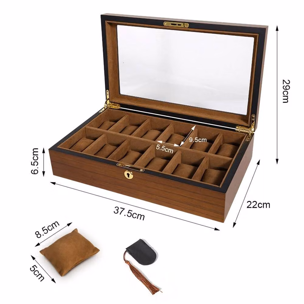 Kelvenix 12-Grid Watch Display and Storage Organizer Box in Brown – 2