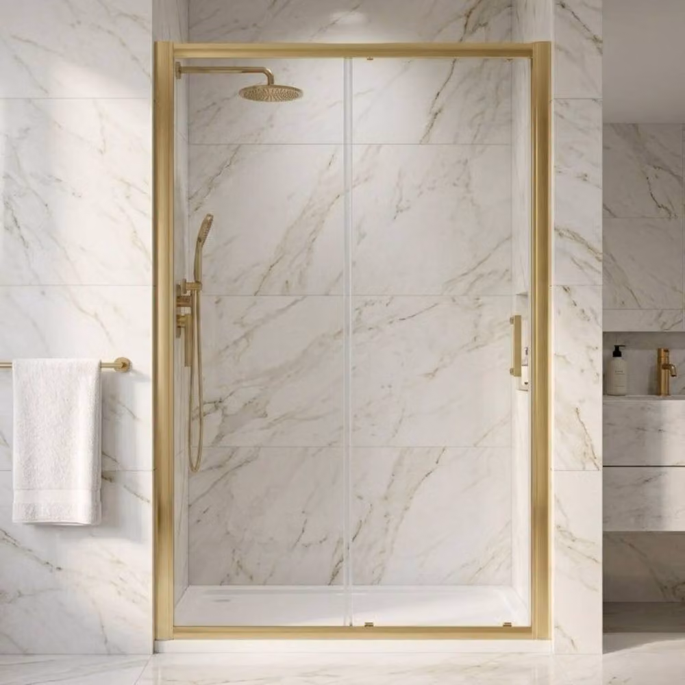 Balterley Ellenhall 8mm Glass Reversible Sliding Shower Door, Black, Width: 120 cm – 3