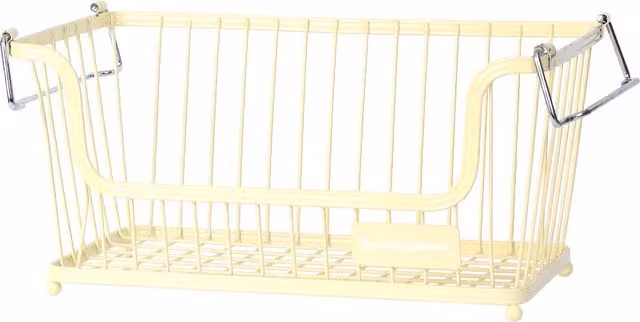 Buckingham Stackable Mesh Metal Wire Storage Organising Basket with Handles, Beige, W: 16 cm, D: 15 cm, H: 16 cm