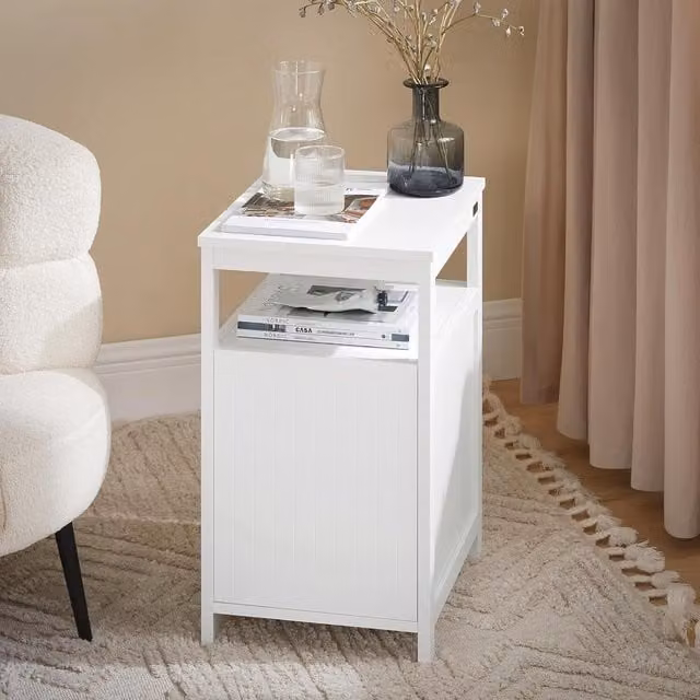 SoBuy Allensby Modern White Bedside Table